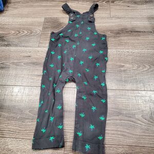 Baby Cat & Jack Overalls Size 18M Black Overalls with Green Palm Print